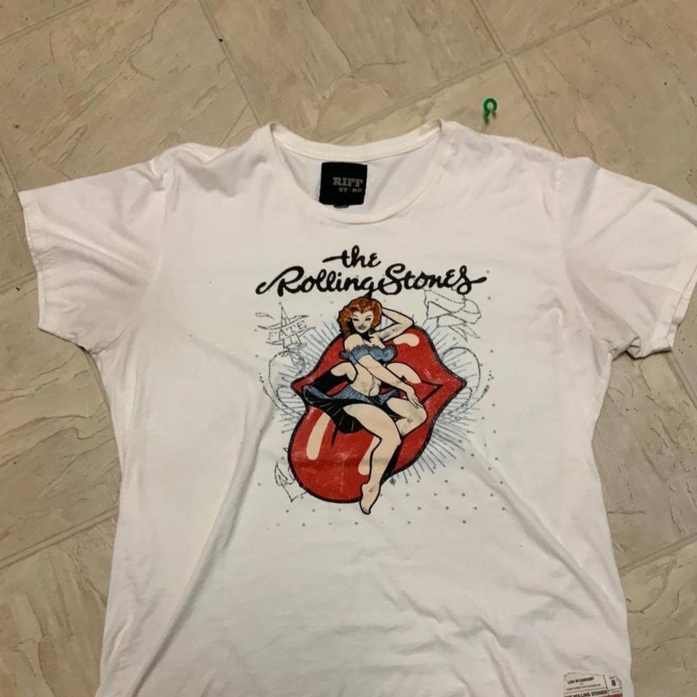 The Rolling Stones white t-shirt #TheRollingStones Riff Stars Label,